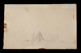 Sketch of people, tent and Red River cart
