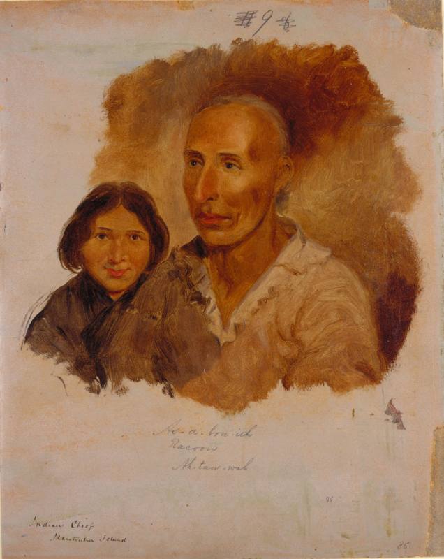 Asabonish or "The Raccoon," Ottawa Chief, with his Daughter