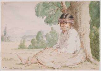Indian with Headdress of Beads on a Race Course Near Fort Vancouver