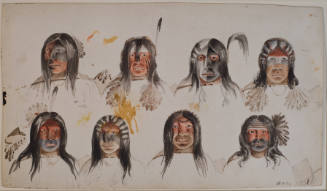Painted Faces of Eight Attendant Women Dancers