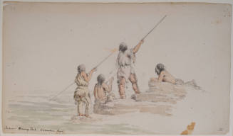 Indians Spearing Salmon on the Columbia River