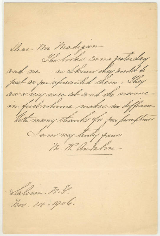 Dear Mr. Madigan [Partick F. Madigan]