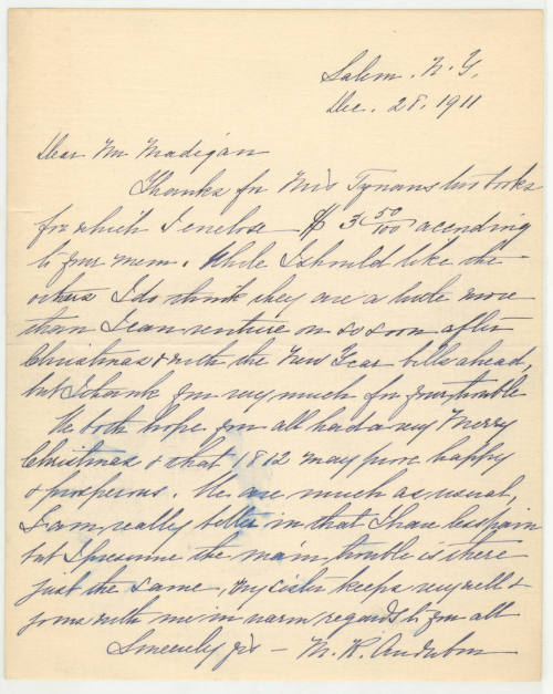 Dear Mr. Madigan [Partick F. Madigan]