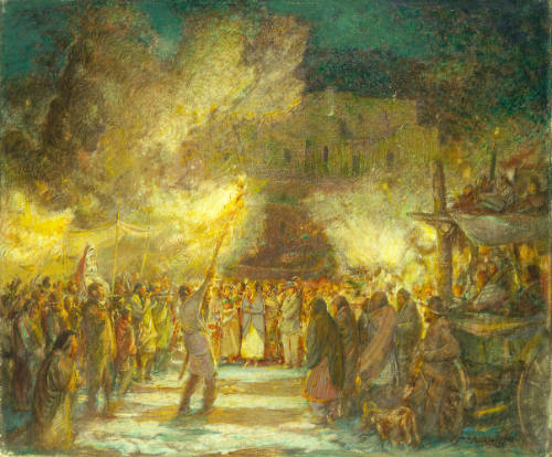 Firelight Procession at the Pueblo, Christmas Eve