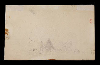 Sketch of people, tent and Red River cart