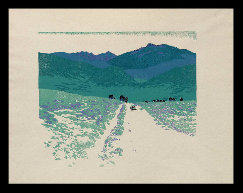 Bound for Taos, Black, Blue, Purple, and Green Proof