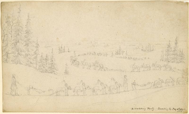 A Wedding Party Traveling by Dog Sledge