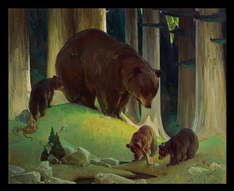 Mother Bear and Three Cubs