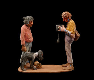 Woman Tourist Photographing Indian and Dog
