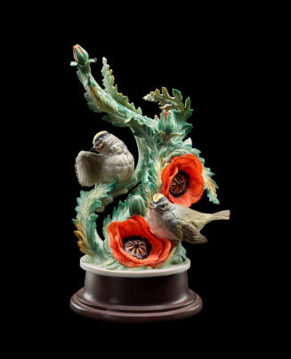 Golden Crowned Kinglet with Oriental Poppies