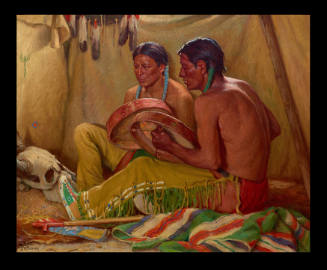 Two Seated Indians with Drums