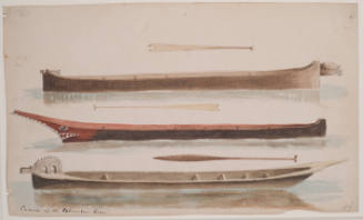 Three Canoes and Paddles of the Columbia River