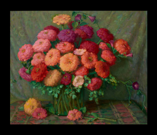 Zinnias and Morning-Glory