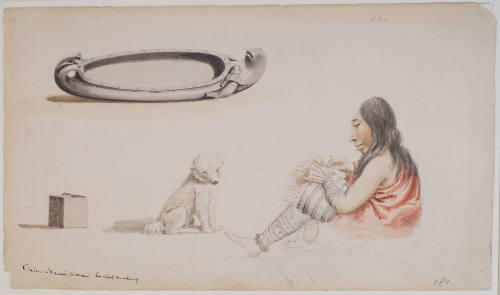Clallam Woman Weaving a Basket