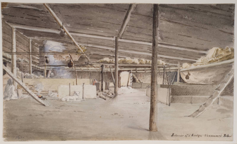 Interior of a Clallam Lodge, Vancouver Island