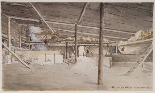 Interior of a Clallam Lodge, Vancouver Island