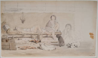 Interior of a Lodge with Family Group