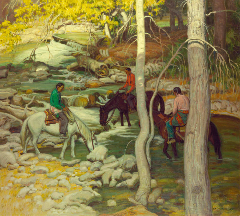 Hunters Watering their Horses